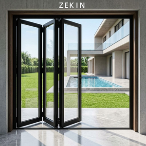 Puertas Plegables de Vidrio con Marco Negro que Ahorran Espacio a Precio de Fábrica, Puertas de Patio Tipo Acordeón para Sala de Estar y Balcón - Product Image 1