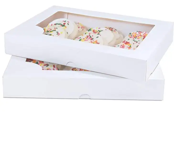 كوكي كعكة شوبي علب الهدايا البيضاء مع واضح صندوق ورقي للعرض DIY الحرفية تخزين | لأغنيات الحلوى تي شيرت
