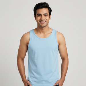 Camiseta sin Mangas Personalizada con Logotipo Barata para Hombre, Camiseta Deportiva Ajustada sin Mangas para Hombre, Ropa de Tela Personalizada para Hombre - Product Image 1