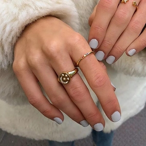 Gold Plated 2023 Christmas New Arrived Stock Jewelry Engraved Cz <strong>Moon</strong> Star Fashion <strong>Ring</strong> for Women - Product Image 4