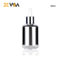 Flacon compte-gouttes rond en verre opaque argenté de 20ml 30ml + estampage d'aluminium pour huile essentielle de bois de santal