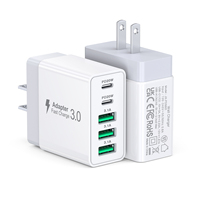 Chargeur mural multi-ports 50W PD 3A2C en gros, adaptateur secteur UE/US certifié CE FCC RoHS, chargeur rapide pour la série iPhone