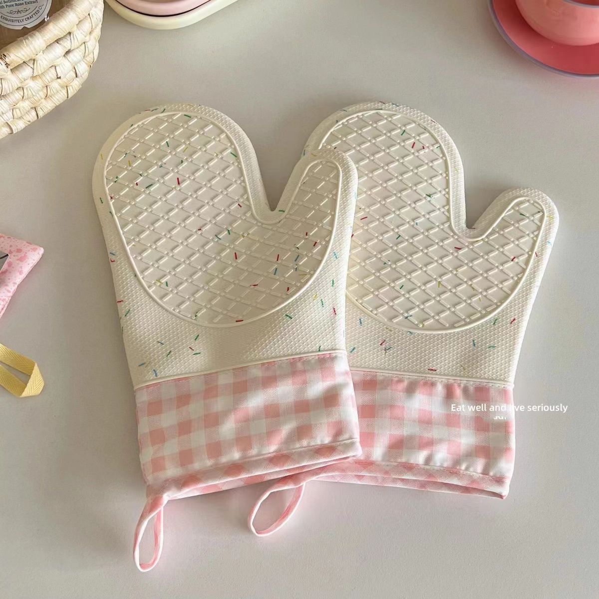 Gants roses [avec coton épais thermo-isolant]