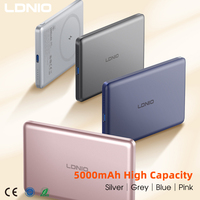 LDNIO PQ32 Power Bank Magnetik Ringan 15W Nirkabel 5000mAh Baterai Berdensitas Tinggi Disetujui untuk Penerbangan Pengisi Daya Portabel