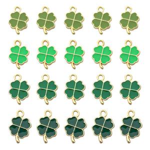 Colgante de Trébol de Cuatro Hojas, Esmalte Verde, Aleación, para Fabricación de Joyería DIY, Paquete de 20 Piezas - Product Image 5