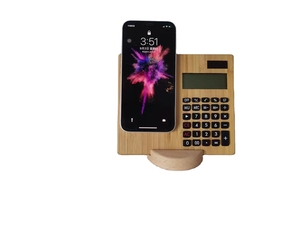 Nouveau produit créatif en bambou 2 en 1 calculatrice en bambou chargeur sans fil charge rapide sans fil quais en bois - Product Image 5