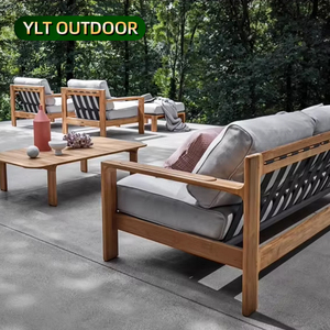 Sofá de Terraza para Crucero, Impermeable, con Protección Solar, para <span class=keywords><strong>Jardín</strong></span>, Patio, Conjunto de Muebles de Teca, Estilo Pastoral - Product Image 1
