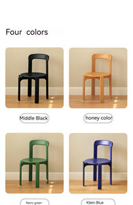 Silla de comedor de madera maciza de nuevo diseño nórdico, apilable de lujo Retro para el hogar, cocina, Hotel, banquete, escuela - Product Image 5