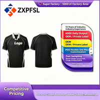 Maillot de football à séchage rapide pour homme, col polo en V, chemise de football avec panneau latéral contrastant, uniforme de match d'équipe, vêtements de sport par sublimation