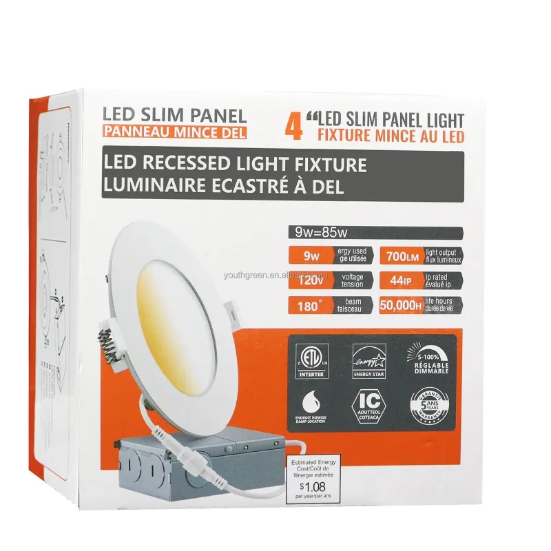 Meilleur vendeur 4 pouces LED Slim Panel Lights Tunable Encastré Plafonnier avec ETL Energy Star