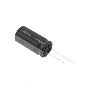 Condensador de canal del fabricante, de orificio pasante, de aluminio, 1000uF 20% 63V, radial, UPM1J102MHD6, 1000 uF - Product Image 1