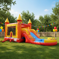 Château gonflable commercial avec toboggan aquatique, combo château gonflable en PVC avec piscine à jets d'eau pour enfants, aire de jeux extérieure