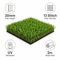 Gazon artificiel K3 20 mm, tapis en herbe synthétique anti-UV PE PP, sans remplissage, herbe artificielle pour jardin, cour, balcon, aménagement paysager