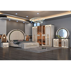 طقم غرفة نوم تركي كامل، أثاث غرفة نوم بسرير كينج، إطار خشبي ملكي، طقم أثاث غرفة نوم فاخر وعصري - Product Image 1