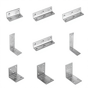 Dispositif de fixation en acier inoxydable brossé argenté épaissi à angle droit de 90 degrés, support d'angle élargi en forme de L pour lambris - Product Image 1