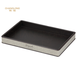 صينية فاخرة جلدية مخصصة لمستلزمات نزلاء الفنادق وحامل مجوهرات، مصنوعة يدويًا وصديقة للبيئة، مزخرفة للحمام، مع إمكانية التصنيع حسب الطلب (OEM) - Product Image 3