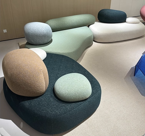 Divano Modulare Curvo di <span class=keywords><strong>Design</strong></span> Italiano, Set da Soggiorno di Lusso in Tessuto a 7 Posti, Divano Irregolare a Forma di Ciottolo - Product Image 4
