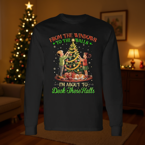 From The <b>Windows</b> To The Walls Christmas Tree Saying <b>Long</b> Sleeve T-Shirt - Product Image 3