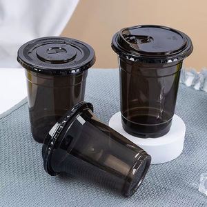 Wholesale Disposable Pet Clear Thick <b>Plastic</b> Coffee <b>Cups</b> with Dome Lids Pet Cold Fruit Juice Ice Cream <b>Cup</b> - Product Image 2