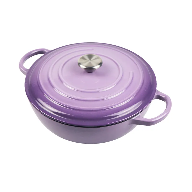 Paarse Kleur 27Cm Geëmailleerd Gietijzer Nederlandse Oven Multi Nederlandse Oven Pot Met Deksel