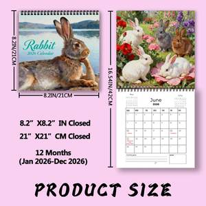 Calendario <span class=keywords><strong>da</strong></span> Parete Mensile 2026-2027 <span class=keywords><strong>di</strong></span> Alta Qualità, Calendari Personalizzati con Coniglietto Carino per Pianificazione a Lungo Termine <span class=keywords><strong>di</strong></span> Affari e Accademica - Product Image 4
