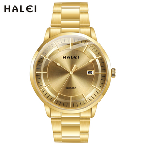 Drop Shipping HALEI Men's Quartz Watch Stainless Steel Band Gold Silver Two-Tone Round Dial Business Elegant StyleJapanese Move - Product Image 4