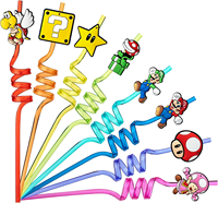 Pailles spirales réutilisables ajustables en plastique PVC et silicone, modèle Abeille, 3D, Romance, Anime, Rétro, Noël, Letterpress, Fournitures promotionnelles