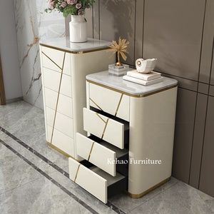 Commode de rangement en cuir microfibre, commode moderne, à superposer, de luxe, pour chambre à coucher, <span class=keywords><strong>armoire</strong></span> de rangement en marbre - Product Image 3