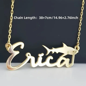 Collar de Moda Personalizado con Nombre en Chapado de Oro de 18K, <span class=keywords><strong>Cadena</strong></span> de Acero Inoxidable con Diseño de Dibujos Animados para Niña, Venta al por Mayor de Joyería - Product Image 3
