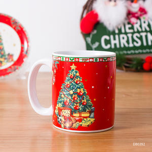 Taza de cerámica con diseño de árbol rojo de dibujos animados navideños, regalo para uso en fiestas en casa DB0392 - Product Image 1