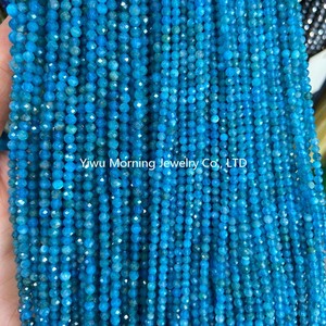 ลูกปัดพลอยสีน้ำเงินขนาด 2 มม. 3 มม. 4 มม. ทรงกลมเหลี่ยมเพชรพลอย อะความารีน อะมาโซไนต์ อะพาไทต์ หินธรรมชาติขนาดเล็กสำหรับทำเครื่องประดับ - Product Image 3