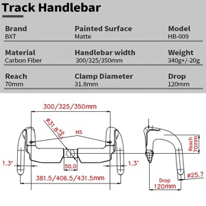 แฮนด์จักรยานคาร์บอนไฟเบอร์ BXT HB-009 T800 ขนาด 31.8 มม. แบบแอโรไดนามิก สำหรับจักรยานฟิกซ์เกียร์ แข่งความเร็วและความทนทาน - Product Image 6