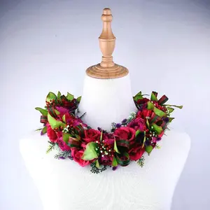 Fornitore di fabbrica all'ingrosso HL00020A-3 64CM di seta artificiale rosa corta Lei Hawaii collana donna donna donna Performance Leis