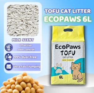Litière pour chat biodégradable Ecopaw en fibres de soja naturelles, super absorbante, faible teneur en poussière, anti-odeurs, marque privée, export. - Product Image 1