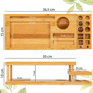 Bambou Bois Maquillage Cosmétique Organisateur Boîte De Rangement Pour Salle De Bains Organisateur Pour Salle De Bains Coiffeuse Ou Bureau Multifonctionnel - Product Image 4
