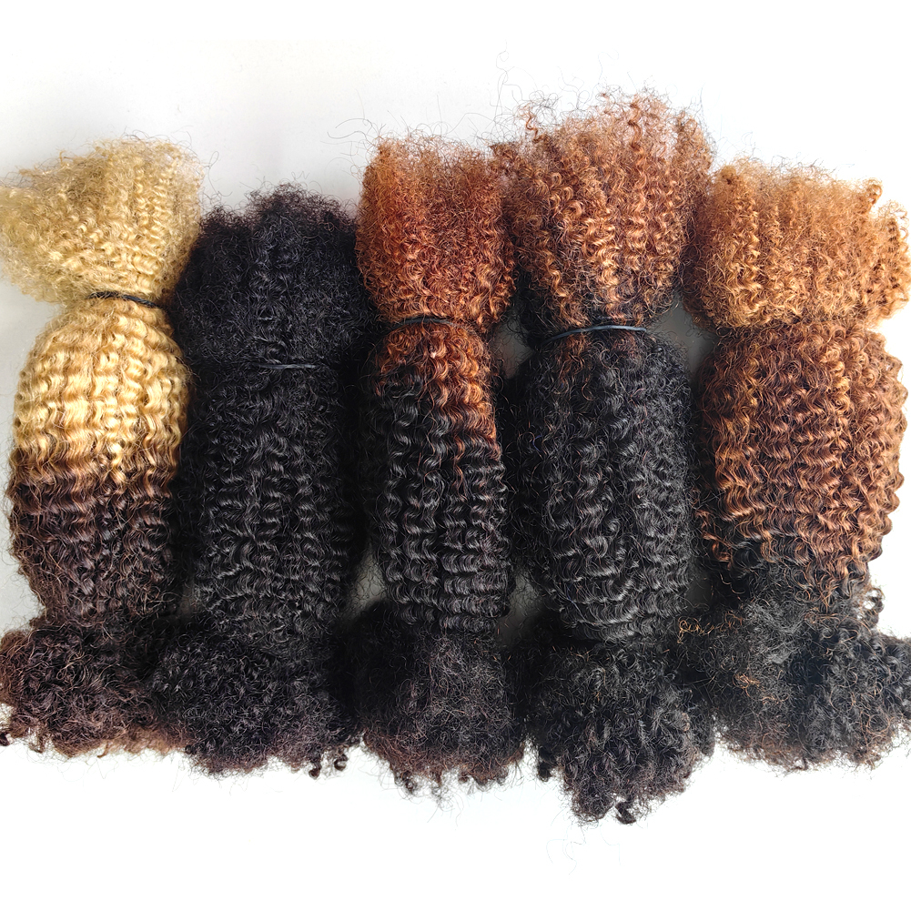 Wholesale Brazilian Afro Kinky Remy Bulk Hair 30/1B/30 Micro Twist Detail Section 6