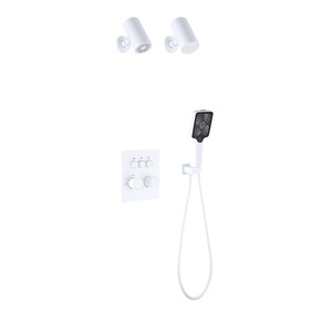 Concealed Shower Set Rectangle Wall <b>Mounted</b> Thermostatic Rainfall <b>Spray</b> Massage Waterfall Dual Top <b>Spray</b> - Product Image 4