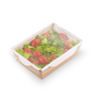 Tazón de ensalada de papel kraft de calidad premium 400 con tapa transparente a prueba de fugas para comida para llevar, exhibición de alimentos, logotipo personalizado - Product Image 1