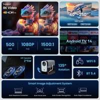 Proyector Hotack X5AR Full HD 1080p, Cine en Casa, Películas 8K, Proyector Portátil Inteligente con Android TV para Juegos