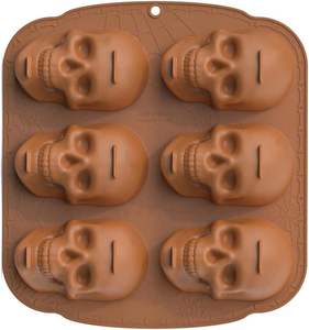 Molde de silicona de 6 cavidades Mcbridenty Halloween 3D duradero marrón Pirata Calavera <span class=keywords><strong>pan</strong></span> pastel <span class=keywords><strong>Pan</strong></span> 29x27cm para hornear propósito decorativo - Product Image 5