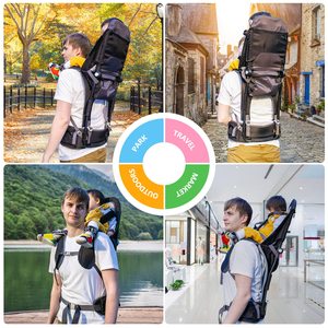 Marsupio Ergonomico per <span class=keywords><strong>Bambini</strong></span> con Copertura Antipioggia e Parasole, Schienale di Sicurezza, Seduta Pieghevole Manuale - Product Image 6