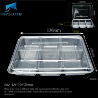 Conteneur rectangulaire à charnière en plastique PET transparent, recyclable et jetable, pour gâteaux, pâtisseries, emballages de cire fondue