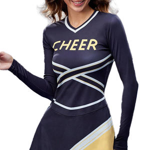 Ensemble d'échauffement pour cheerleading, uniforme d'entraînement pour cheerleading, vêtements de sport, débardeurs et shorts bleu marine, ensembles complets, robe de cheerleading personnalisée - Product Image 2
