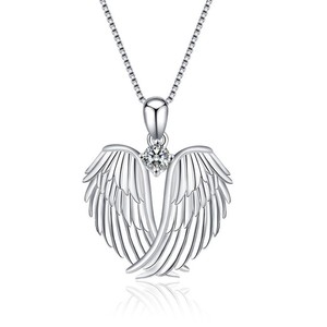 Collar de Diamantes con Alas de Corazón, Colgante de Aleación de Zinc en Oro Rosa, Joyería de Regalo - Product Image 4