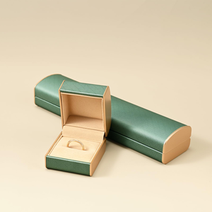 High End Curved Brushed <b>Leather</b> <b>Jewelry</b> <b>Box</b> Square Luxury Packaging for Necklace Gold Label Pendant Ring Bracelet-Wholesale - Product Image 1