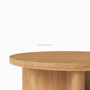 FERLY Современная индивидуальная OEM мебель из тикового дерева для улицы, круглый стол, деревянный журнальный столик для сада