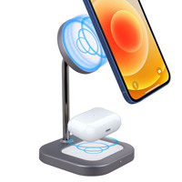 Station de charge rapide 15W Chargeur sans fil magnétique QI Support pour téléphone 12/13/14/15/16/17 pour montre écouteurs