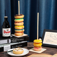 Présentoir en bois écologique de beignet d'artisanat pour la décoration de table d'ambiance de douche de baptême de bébé pour la fête