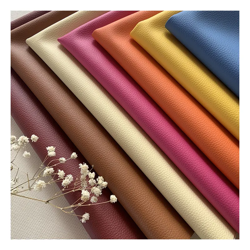 Free Sample Pvc Litchi Grain Synthetic Leather Fabric artificial leather For Furniture