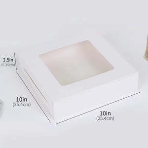 Boîte à gâteaux kraft d'expédition rapide d'usine Boîtes à gâteaux d'emballage en papier de fenêtre PET transparent Boîte à gâteaux de 10 pouces avec plateau - Product Image 3